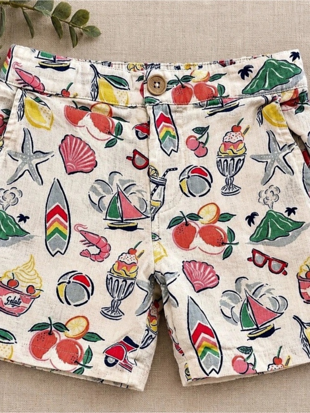 Mini Boden Summer Print Pull-On Shorts Boys 5-6Y